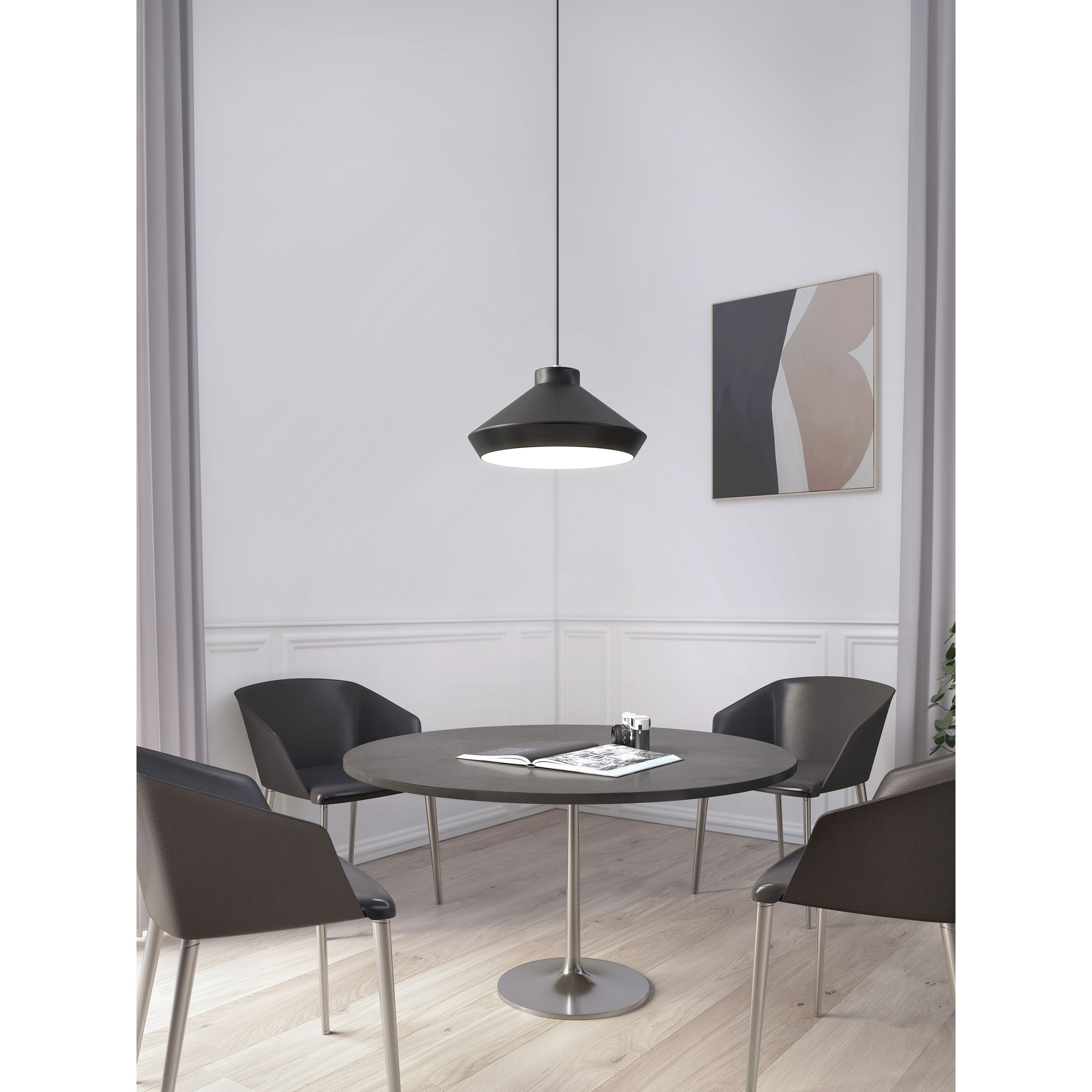 Koma LED 15 inch Satin Black Pendant Ceiling Light