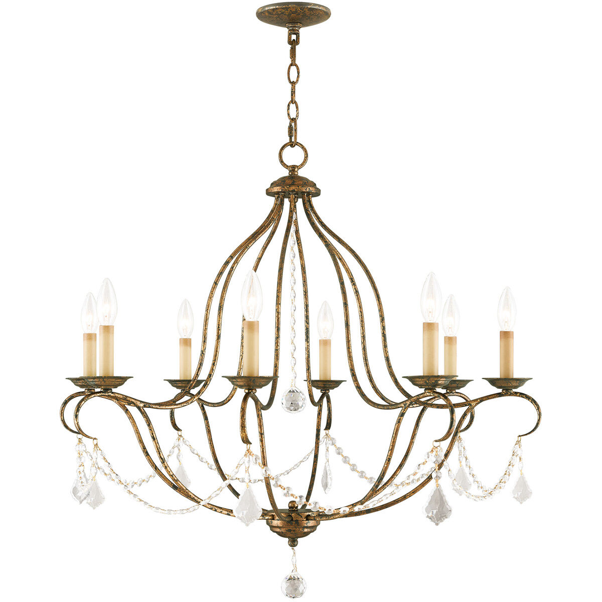 Chesterfield 8 Light 32 inch Hand Applied Venetian Golden Bronze Chandelier Ceiling Light