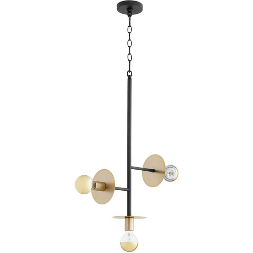 Voyager 3 Light 17 inch Noir with Aged Brass Pendant Ceiling Light