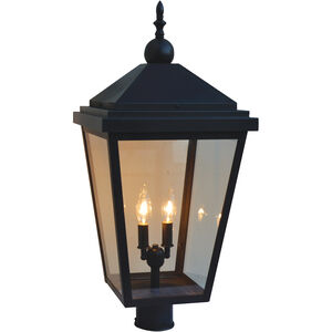 Lancaster 2 Light 25 inch Satin Black with Raw Copper Accents Post Mount in Clear