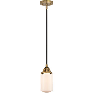 Nouveau 2 Dover LED 5 inch Black Antique Brass and Matte Black Mini Pendant Ceiling Light in Matte White Glass