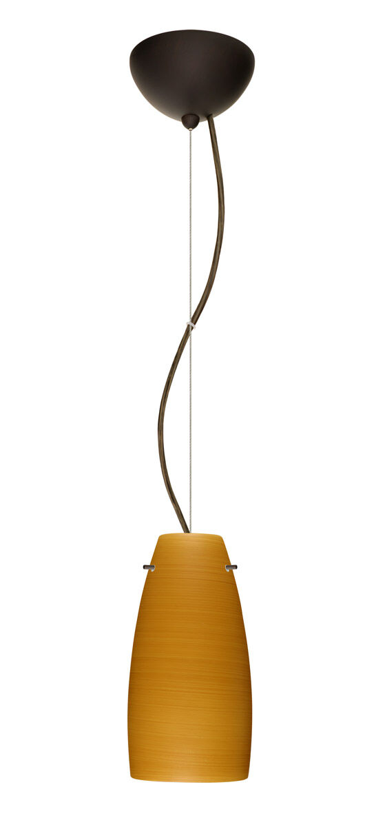 Tao 10 1 Light Bronze Pendant Ceiling Light in Incandescent, Oak Glass