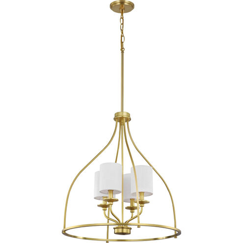 Bonita 4 Light 23 inch Satin Brass Foyer Chandelier Ceiling Light, Design Series