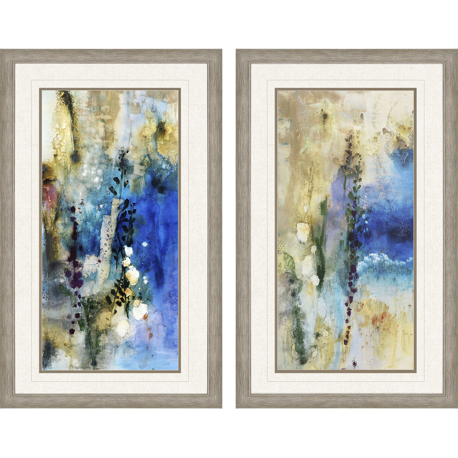 Abstract Blue and Brown and Purple Framed Art
