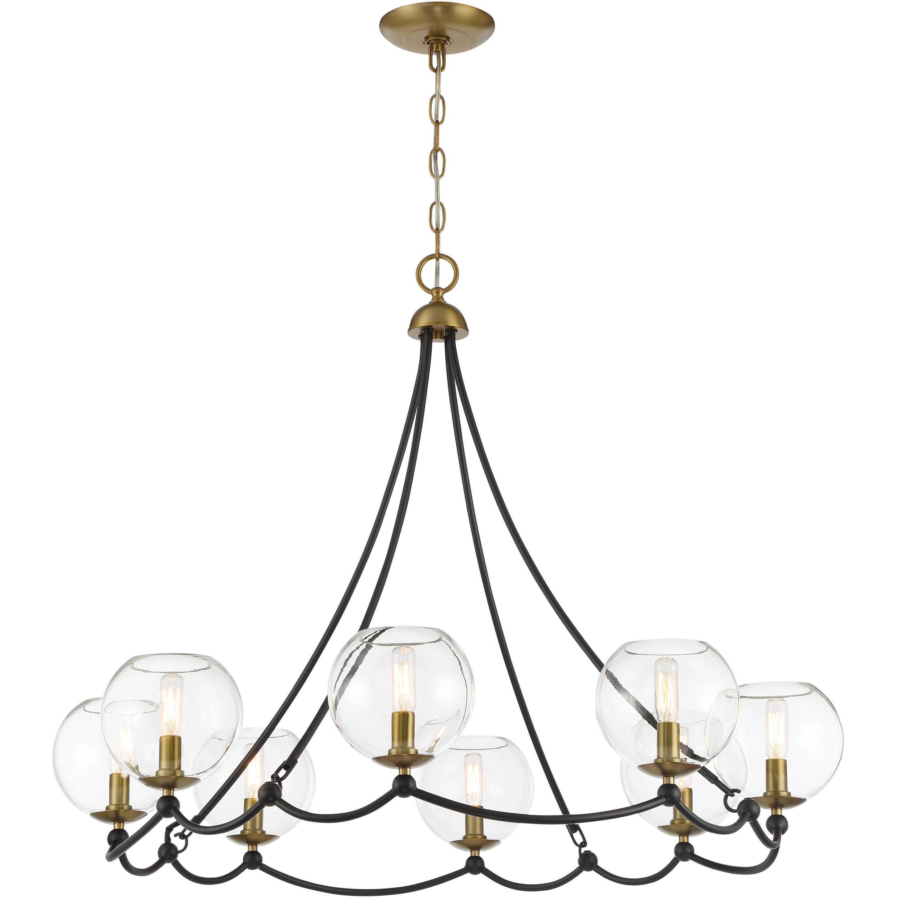 Vantage Kearney Park 8 Light 35 inch Coal and Soft Brass Chandelier Ceiling Light
