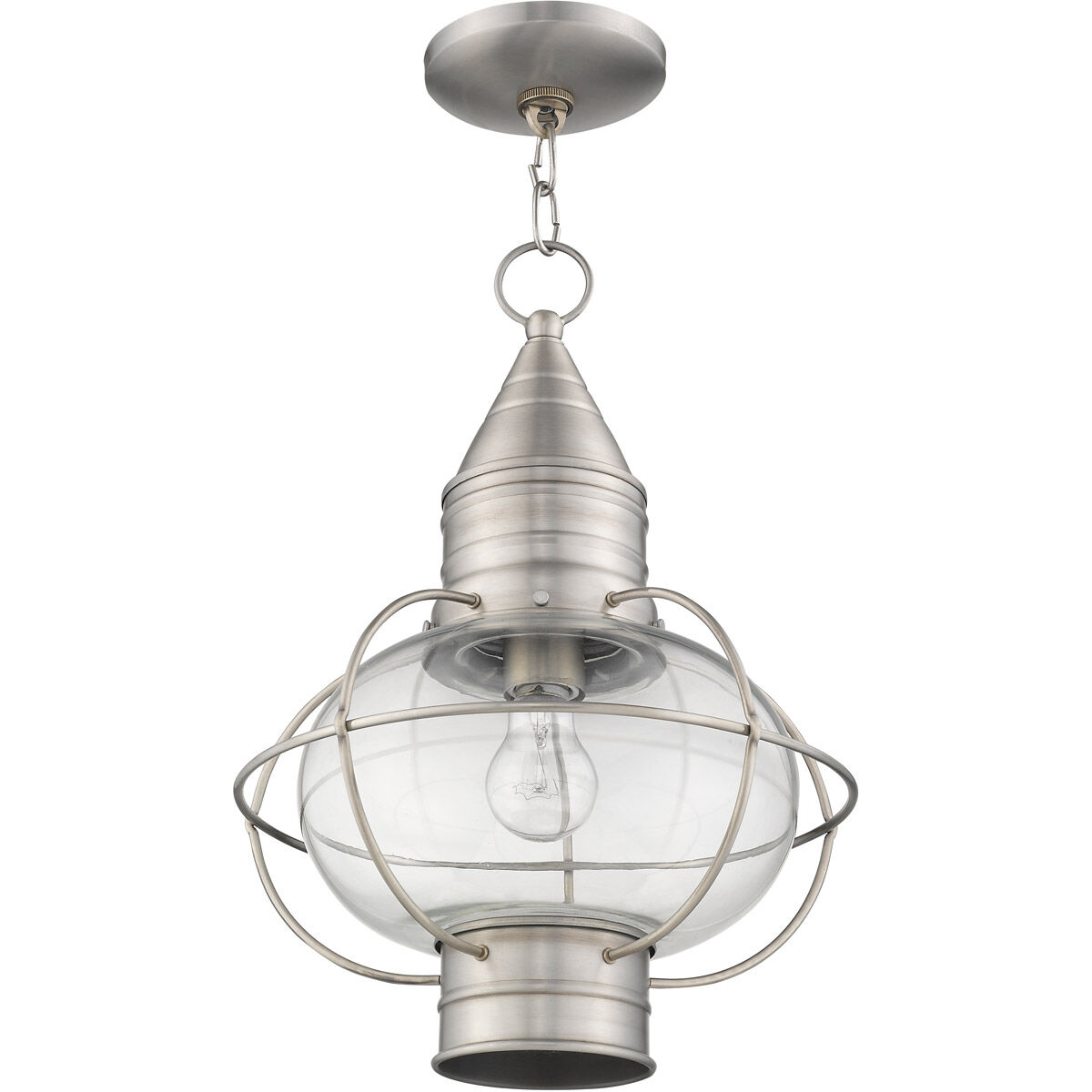 Newburyport 1 Light 12 inch Brushed Nickel Outdoor Pendant Lantern