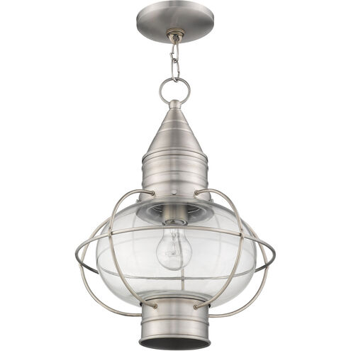 Newburyport 1 Light 12 inch Brushed Nickel Outdoor Pendant Lantern