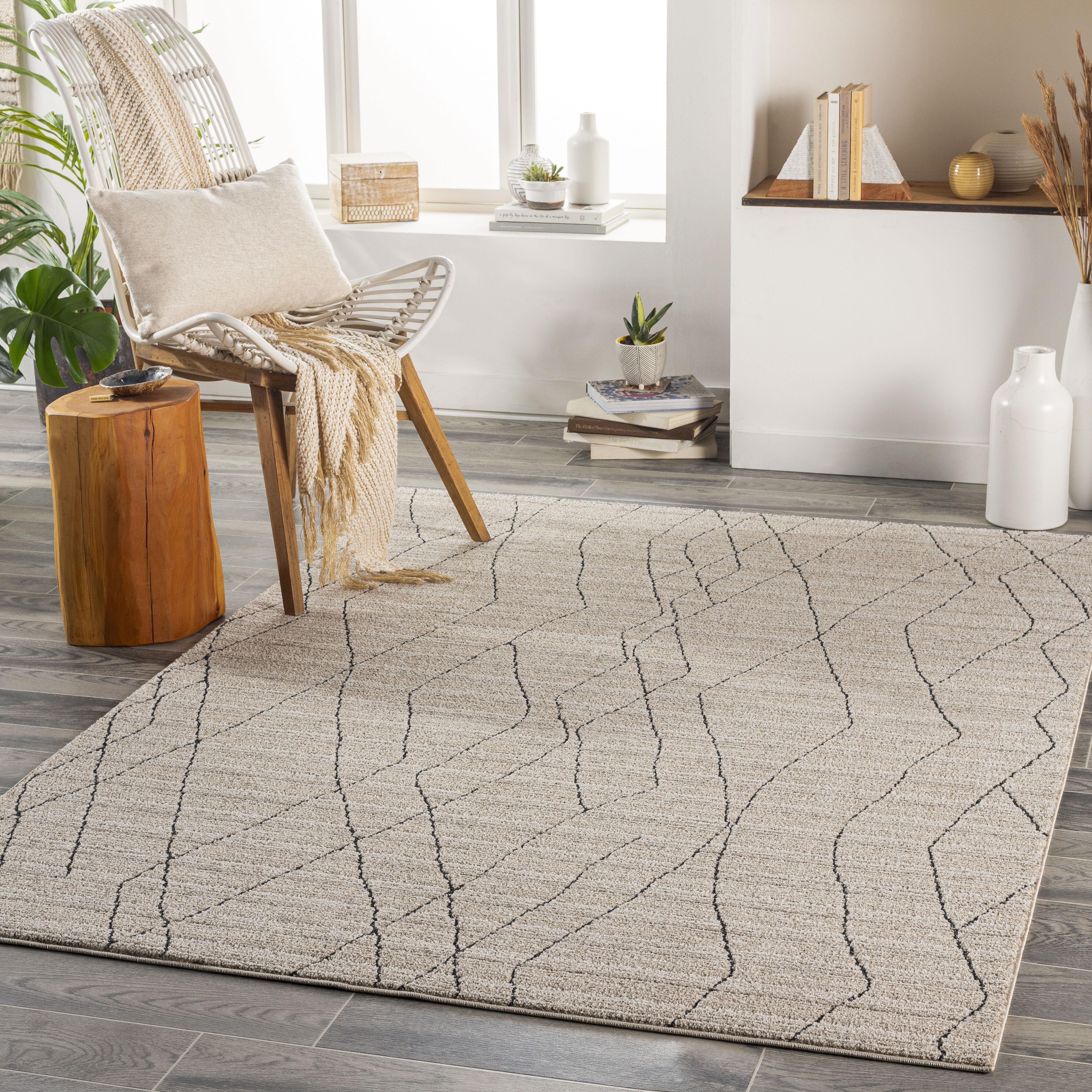 Cozy 108 X 79 inch Taupe Rug, Rectangle