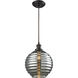 Ridley 1 Light 10 inch Oil Rubbed Bronze with Silver Mini Pendant Ceiling Light