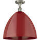 Ballston Plymouth Dome LED 16 inch Brushed Satin Nickel Semi-Flush Mount Ceiling Light in Matte Red