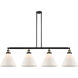 Franklin Restoration X-Large Cone 4 Light 56 inch Black Antique Brass Island Light Ceiling Light in Matte White Glass, Franklin Restoration