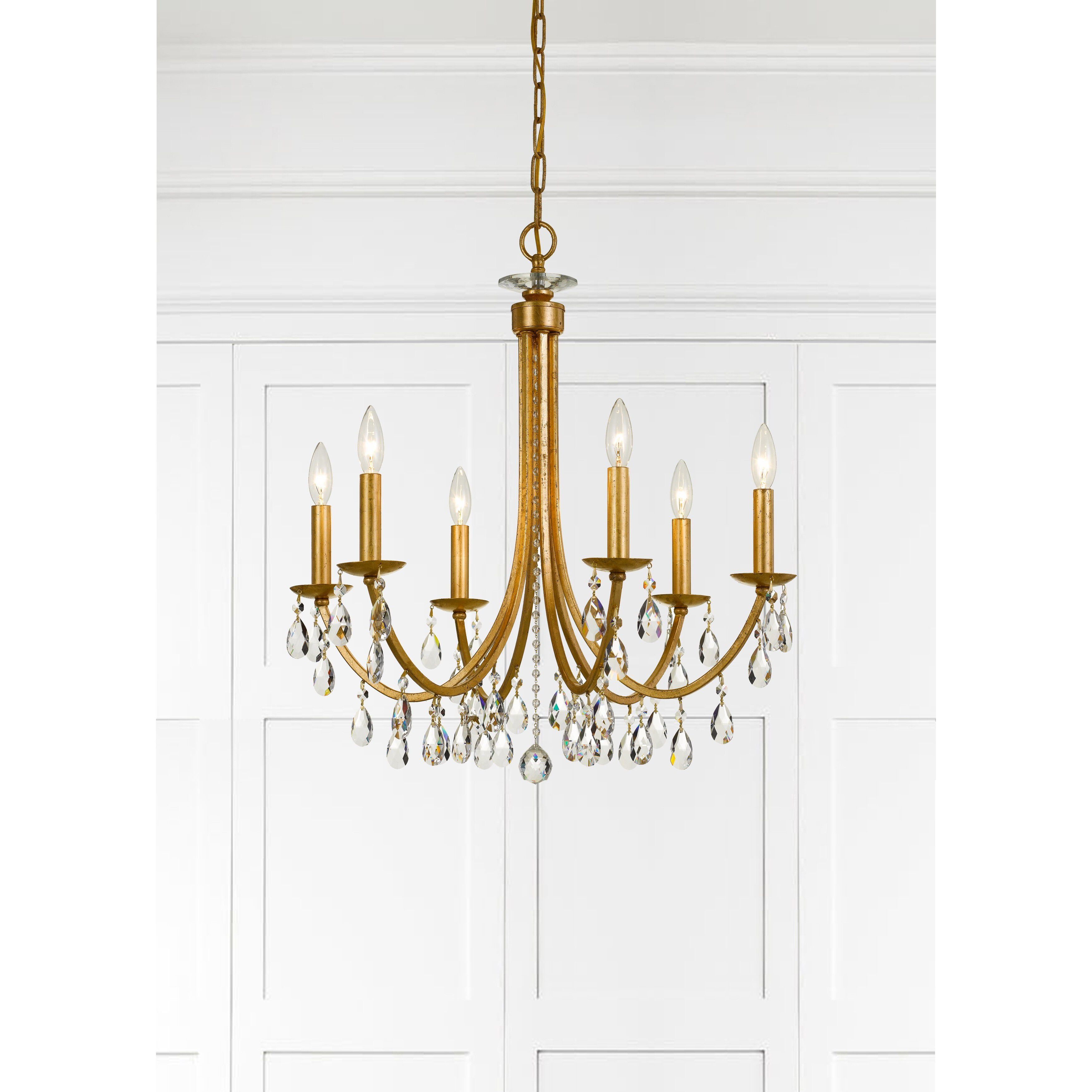 Bridgehampton 6 Light 26 inch Antique Gold Chandelier Ceiling Light in Clear Hand Cut