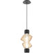 Mesa Mandrel LED Matte Black Pendant Ceiling Light in 3000K LED, Amber Blown Glass