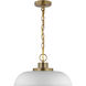 Colony 1 Light 15 inch Matte White/Burnished Brass Pendant Ceiling Light