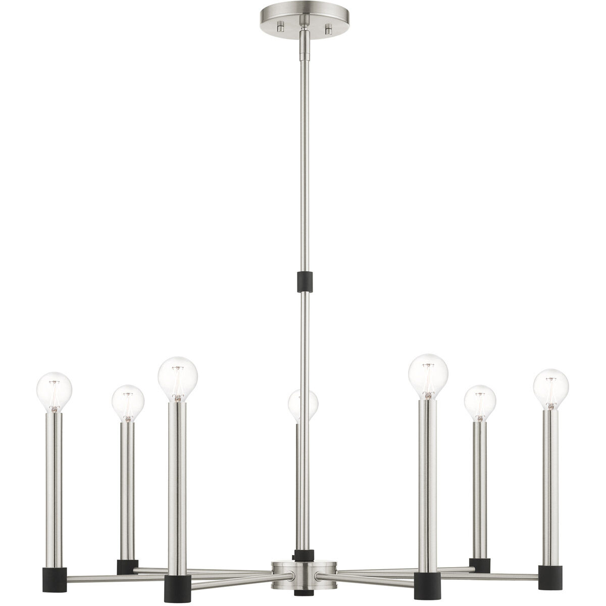 Karlstad 7 Light 28 inch Brushed Nickel with Satin Brass Accents Chandelier Ceiling Light