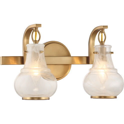 Adams 2 Light 15.5 inch Warm Brass Vanity Light Wall Light