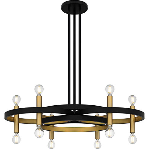 Winsland 12 Light 30 inch Matte Black Chandelier Ceiling Light