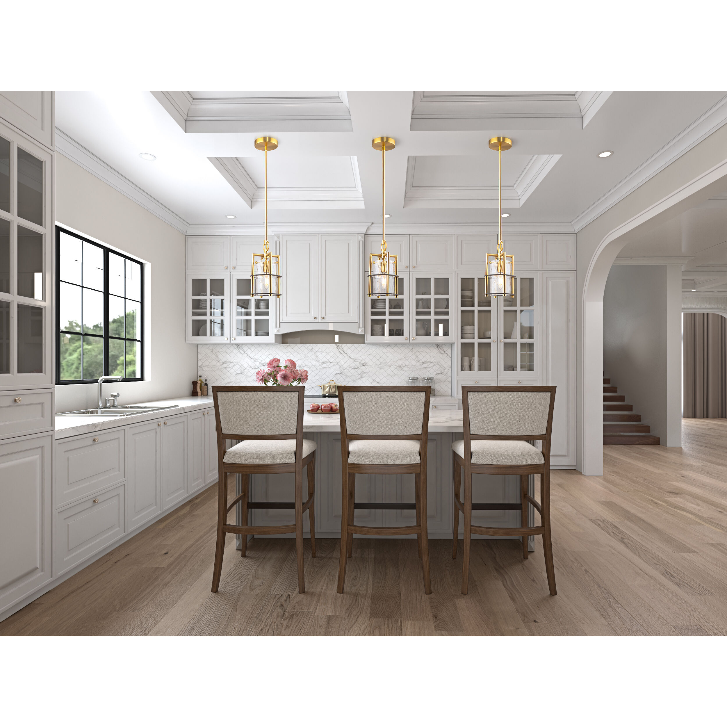 Burford LED 5 inch Brass and Black Pendant Ceiling Light