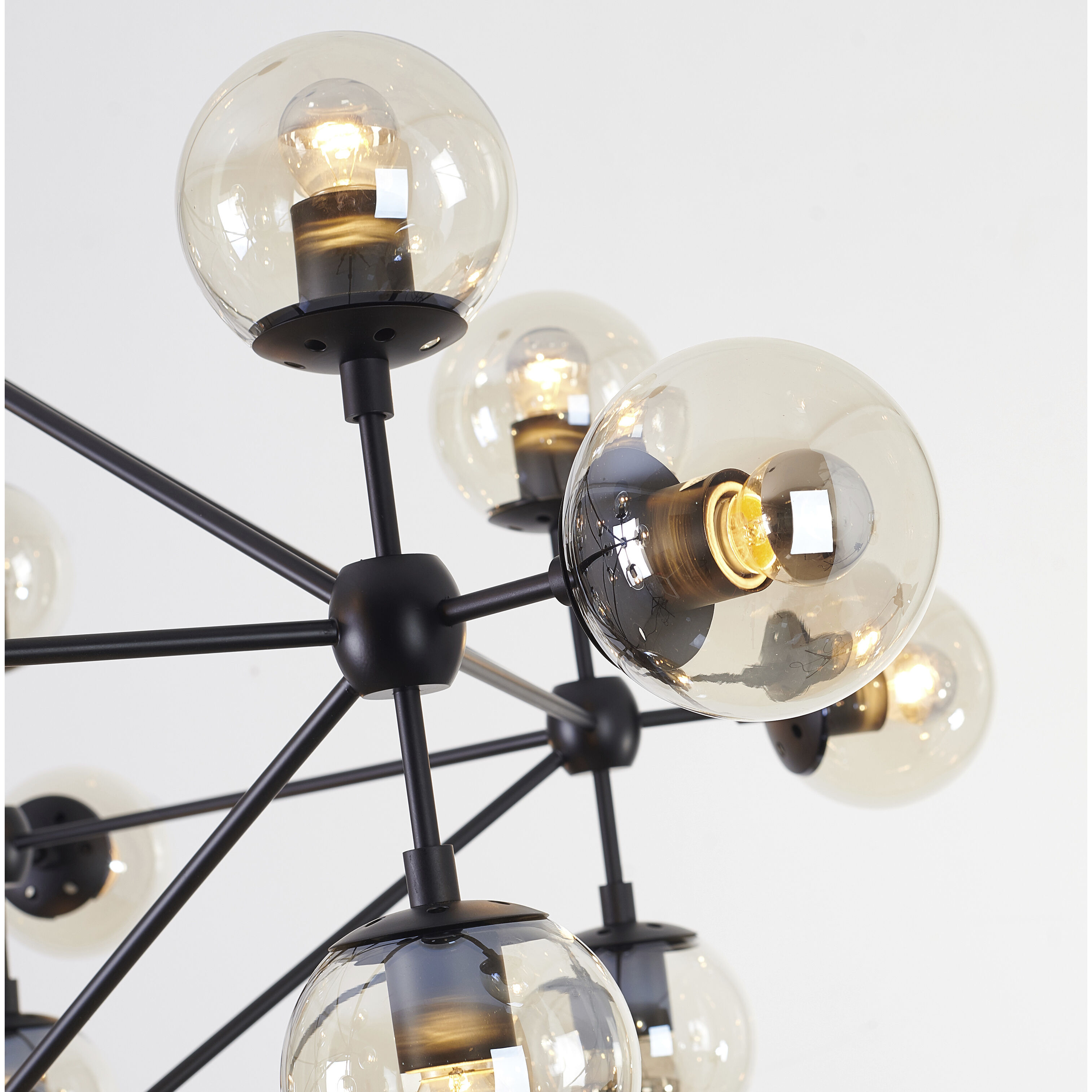 Canada LED 53 inch Black Chandelier Ceiling Light, Geometric Sphere, Black Frame