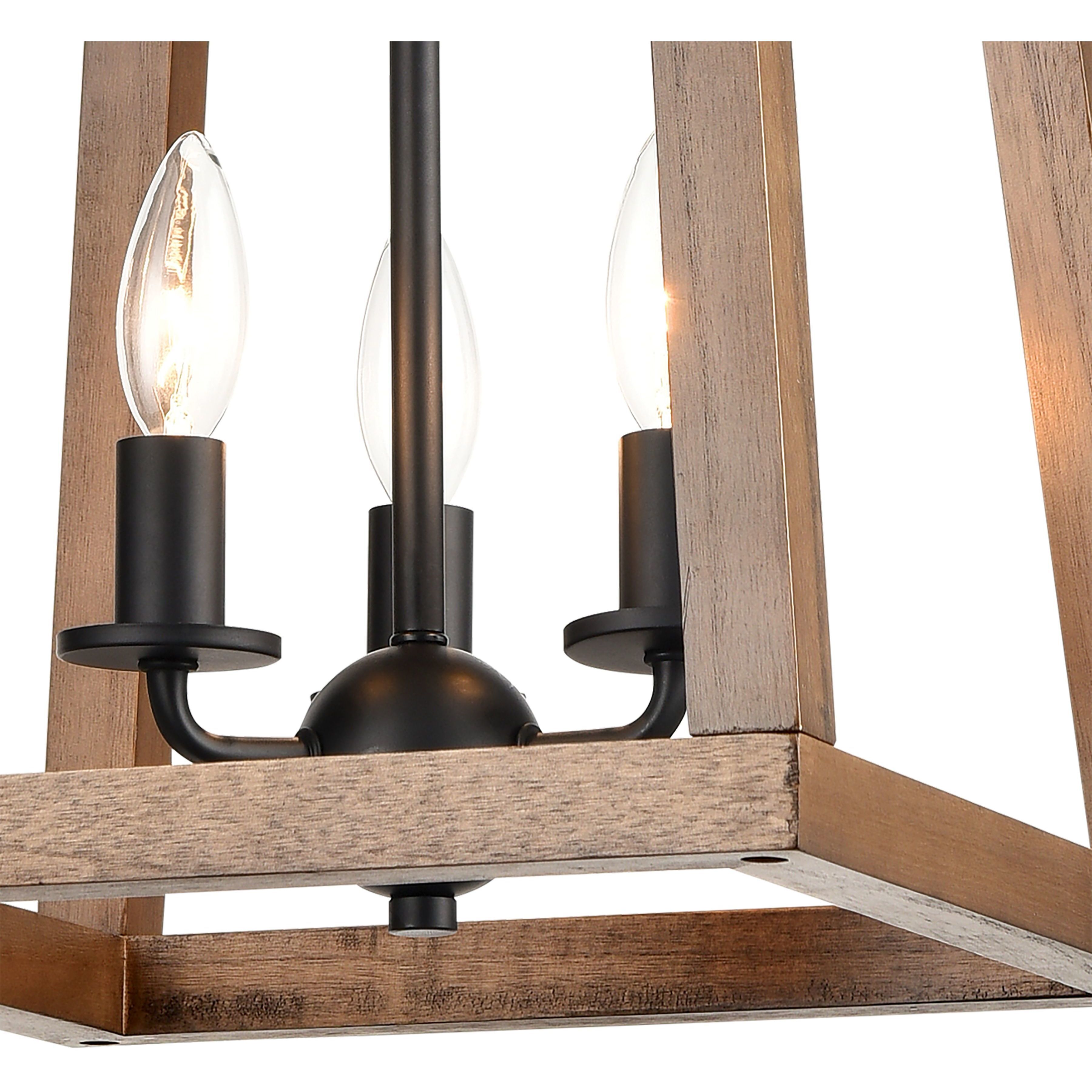 Barrow 3 Light 12 inch Matte Black with Birchwood Chandelier Ceiling Light