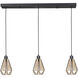 Adwickle 3 Light 6.89 inch Black Pendant Ceiling Light