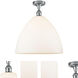 Edison Bristol Glass 1 Light 16 inch Polished Chrome Semi-Flush Mount Ceiling Light in Matte White Glass