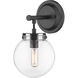 Auralume Span LED 7 inch Matte Black and Clear Bath Vanity Light Wall Light