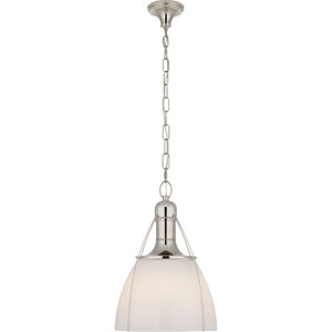 Chapman & Myers Prestwick 1 Light 18 inch Polished Nickel Pendant Ceiling Light in White Glass