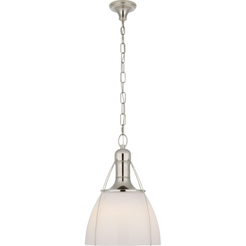 Chapman & Myers Prestwick 1 Light 18 inch Polished Nickel Pendant Ceiling Light in White Glass