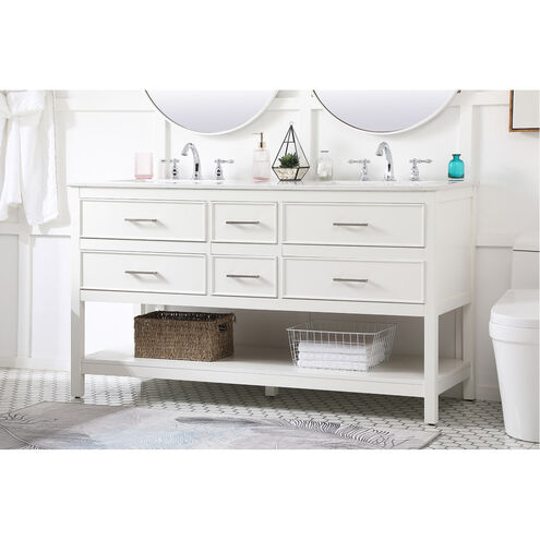 Sinclaire 60 X 22 X 34 inch White Vanity Sink Set