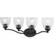 Bellwood 4 Light 28 inch Matte Black Bathroom Light Wall Light