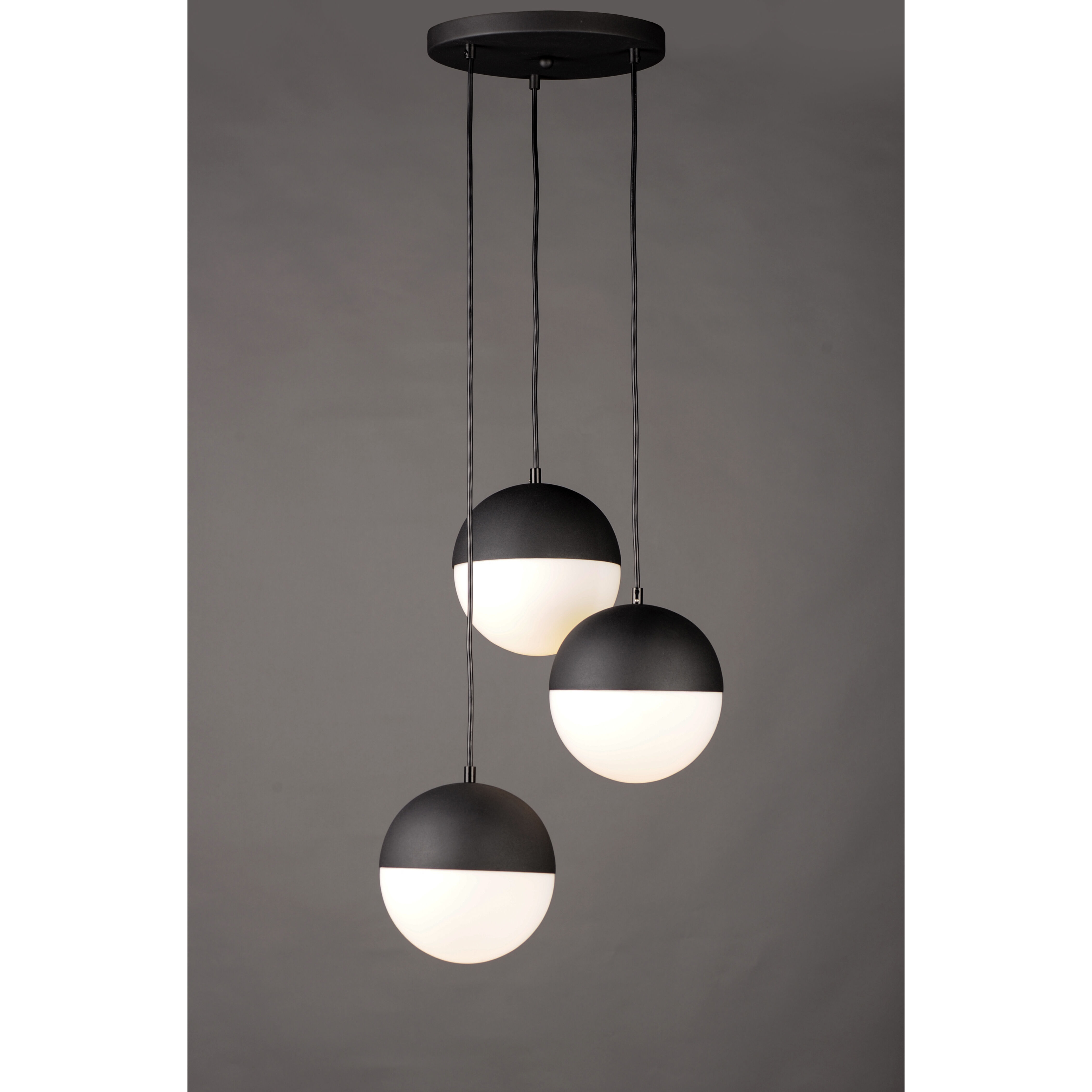 Half Moon LED 16.5 inch Black Multi-Light Pendant Ceiling Light