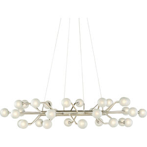 Chaldea 30 Light 39.5 inch Contemporary Silver Leaf and Frosted Chandelier Ceiling Light