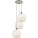 Ballston Farmhouse Rope 3 Light 16.5 inch Brushed Satin Nickel Multi Pendant Ceiling Light in Clear Glass with White Rope