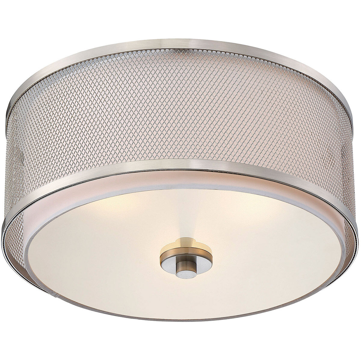 Modern 3 Light 14.75 inch Brushed Nickel Flush Mount Ceiling Light