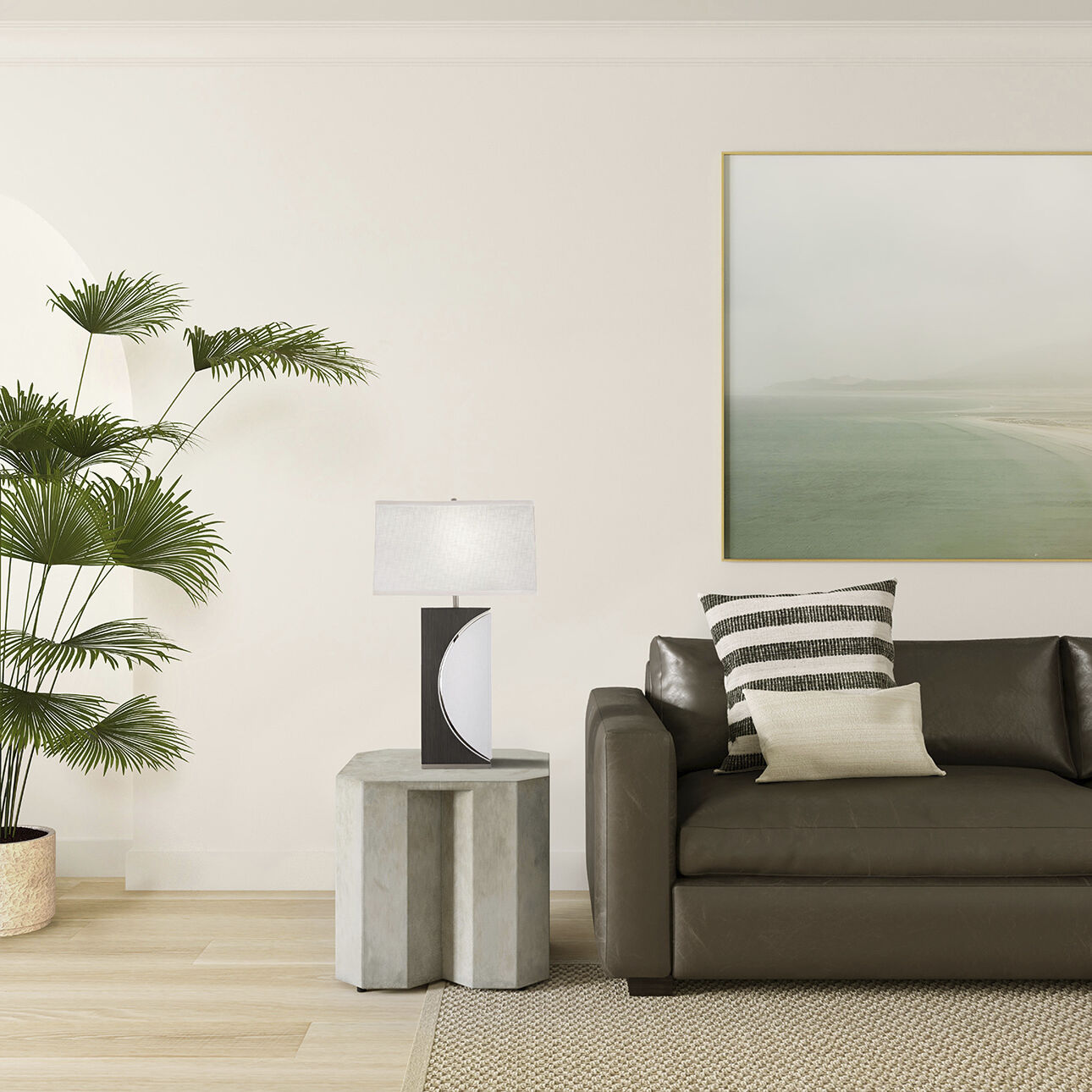 Half Moon 30 inch 100.00 watt Charcoal Gray and Brushed Nickel Table Lamp Portable Light