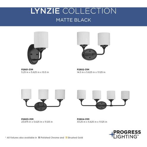 Lynzie 3 Light 23.88 inch Matte Black Bath Vanity Light Wall Light