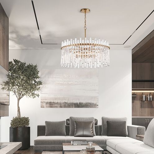 Icicles 8 Light 30 inch Natural Brass Pendant Ceiling Light, Converts to Semi Flush