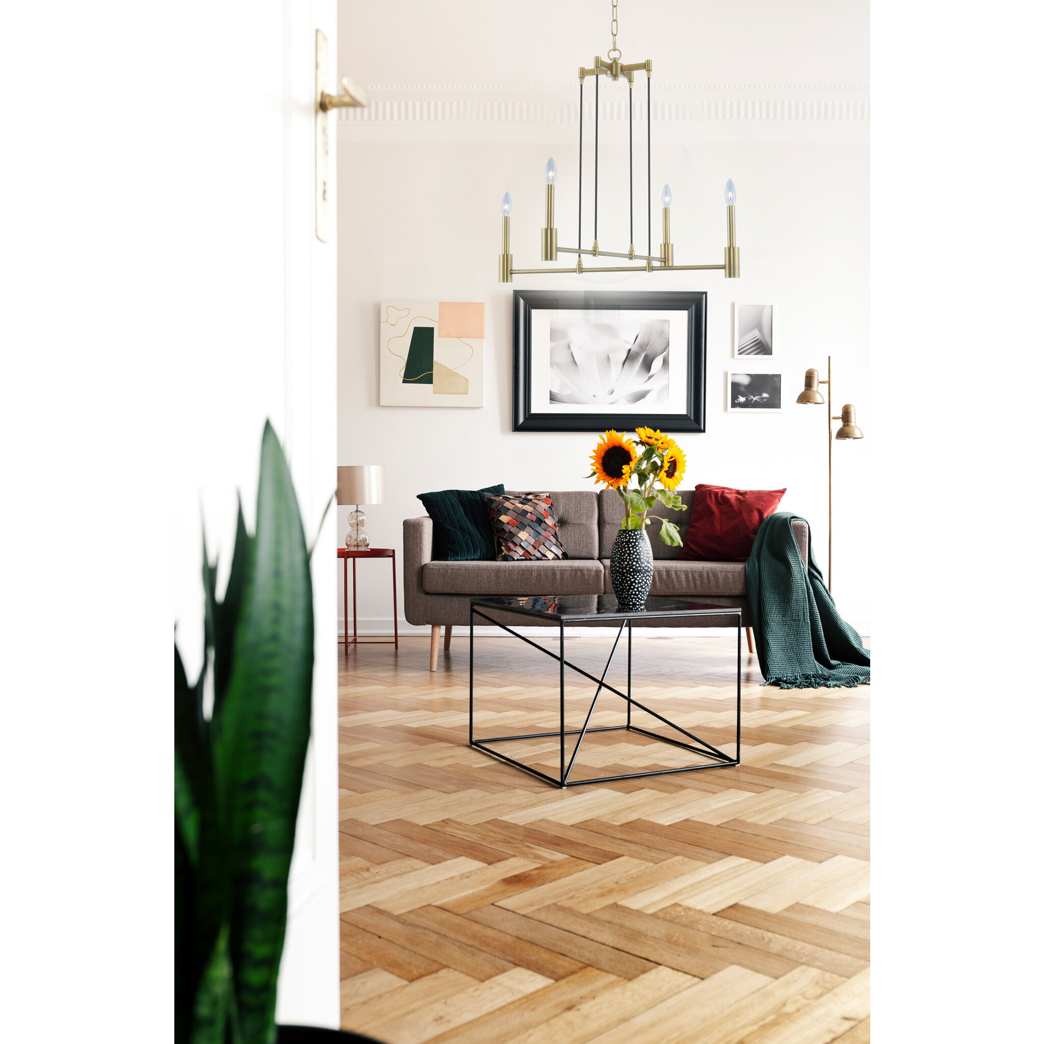 Kingston 4 Light 28 inch Winter Brass Chandelier Ceiling Light