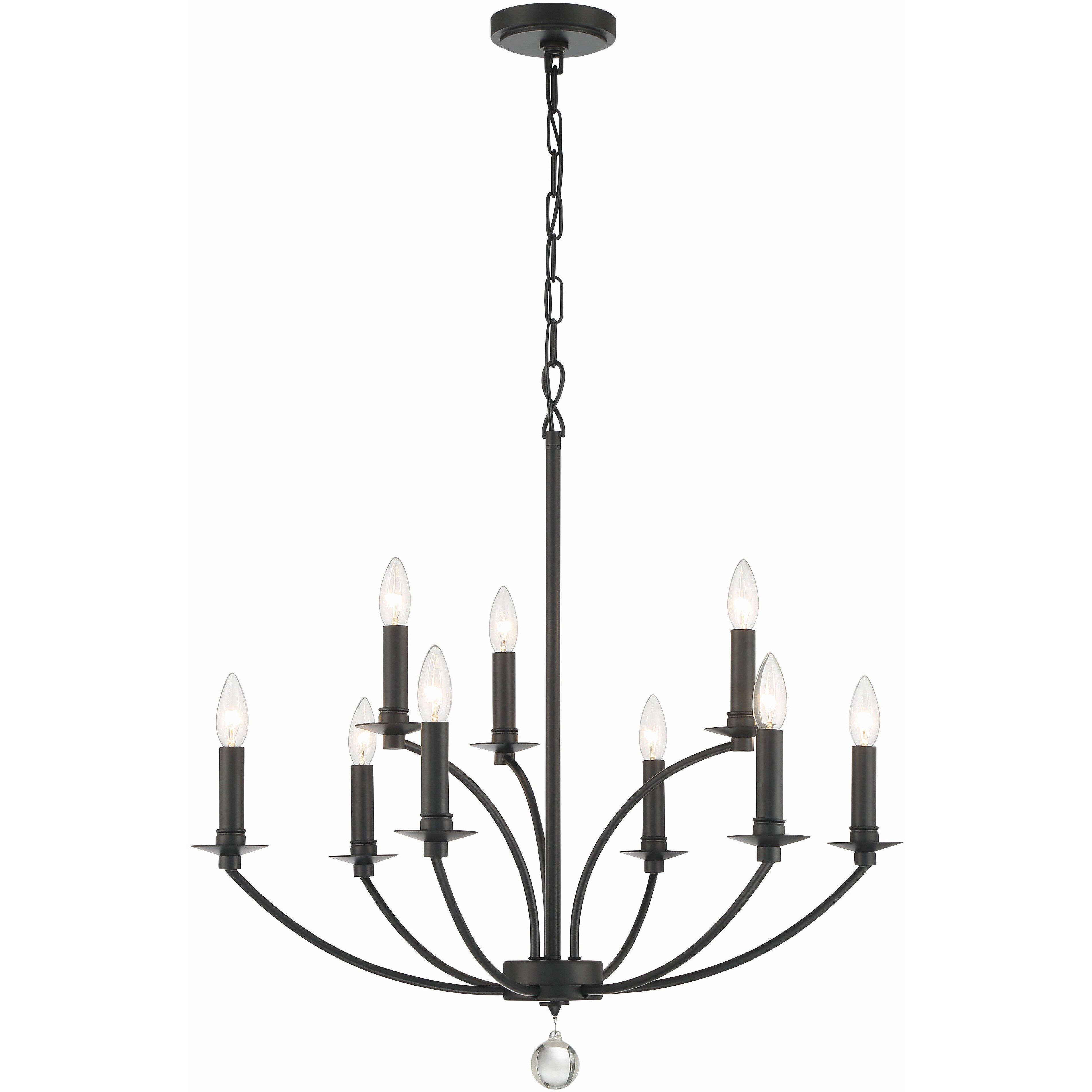 Mila 9 Light 28 inch Black Chandelier Ceiling Light