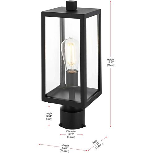Veda 1 Light 15 inch Black Outdoor Post Light