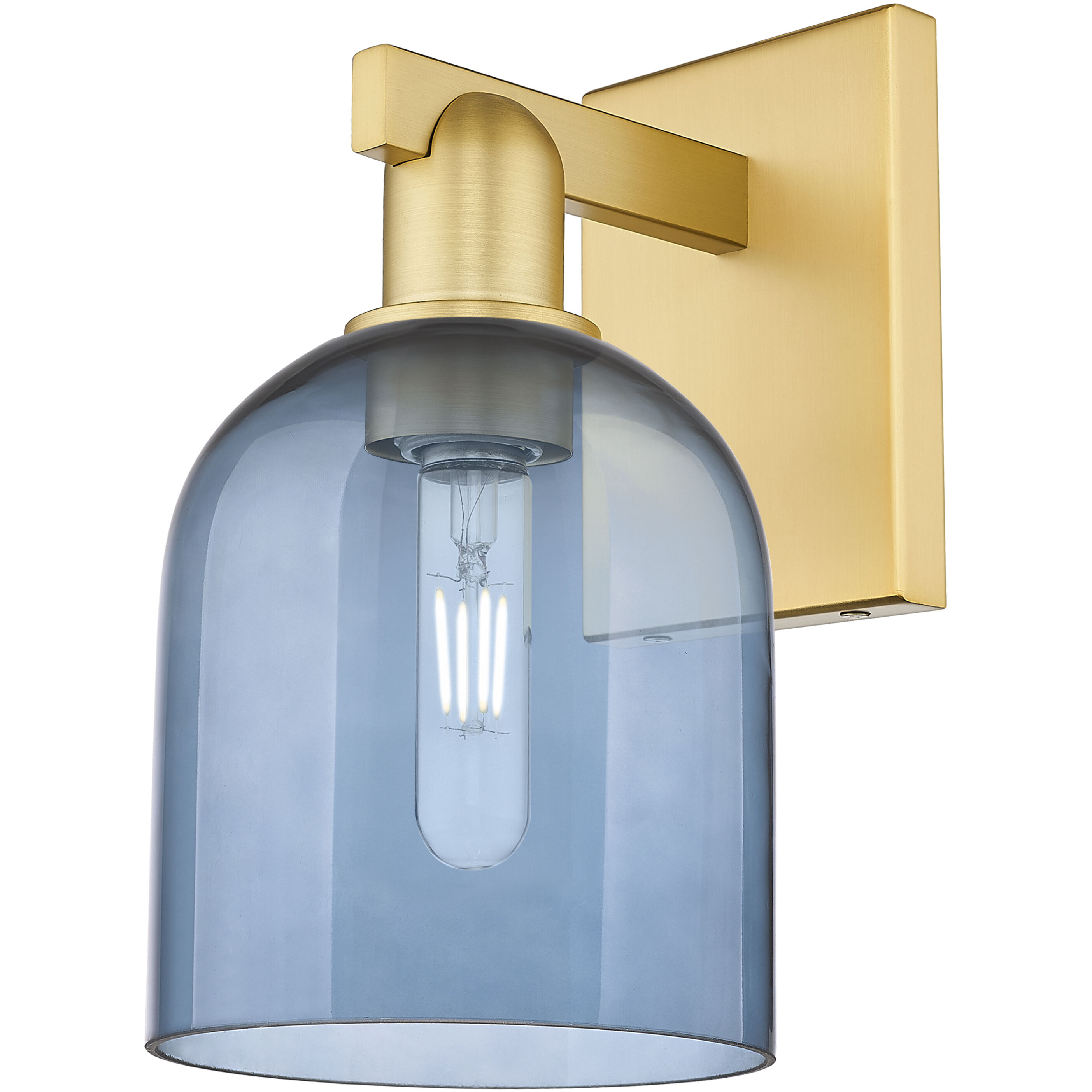 Arcadia Bella Armed Sconce Wall Light in Satin Gold, Blue