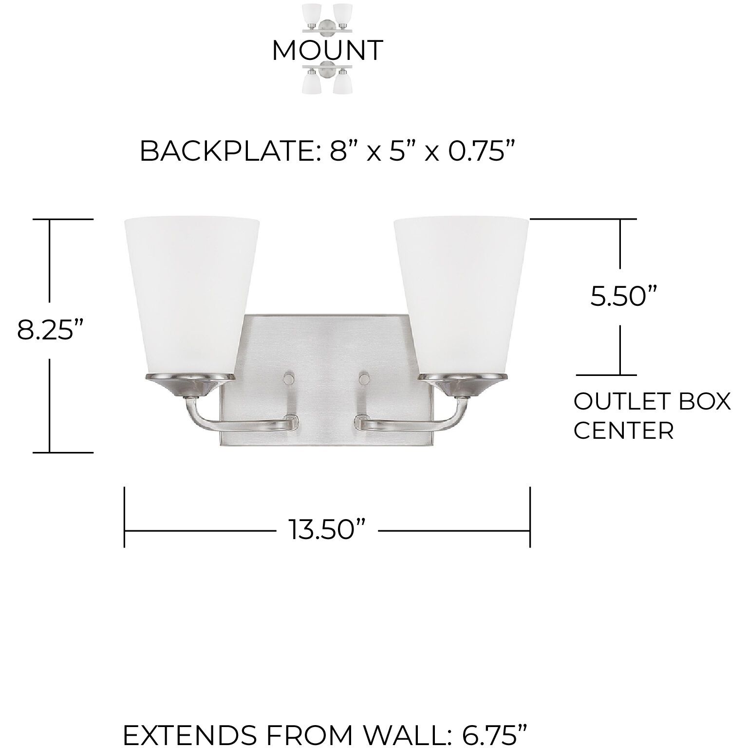 Braylon 2 Light 14 inch Brushed Nickel Vanity Light Wall Light