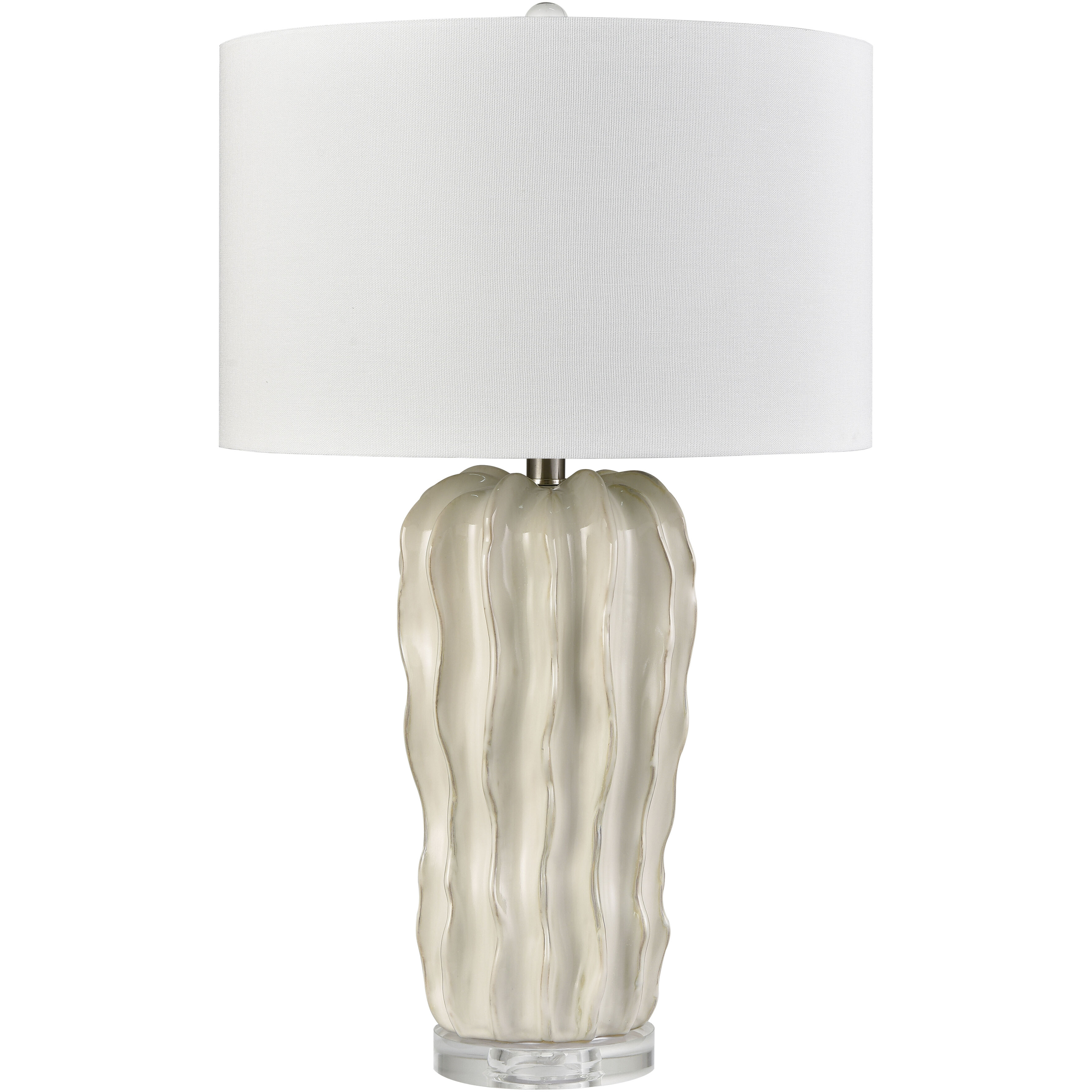 Genesee 27.5 inch 150 watt White Glazed with Clear Table Lamp Portable Light