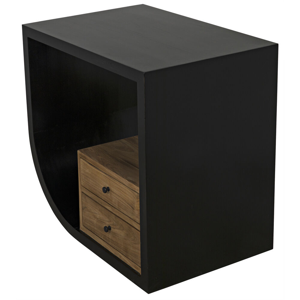 Burton 30 X 28 inch Hand Rubbed Black Side Table, Left