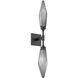Rock Crystal LED 4.5 inch Matte Black Indoor Sconce Wall Light in Chilled Smoke, 2700K LED, Double