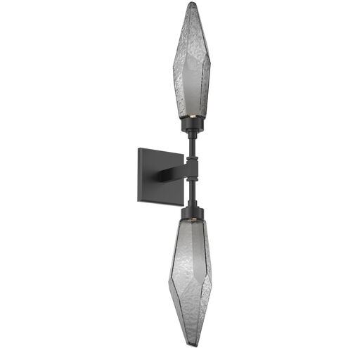 Rock Crystal LED 4.5 inch Matte Black Indoor Sconce Wall Light in 3000K LED, Chilled Smoke, Double