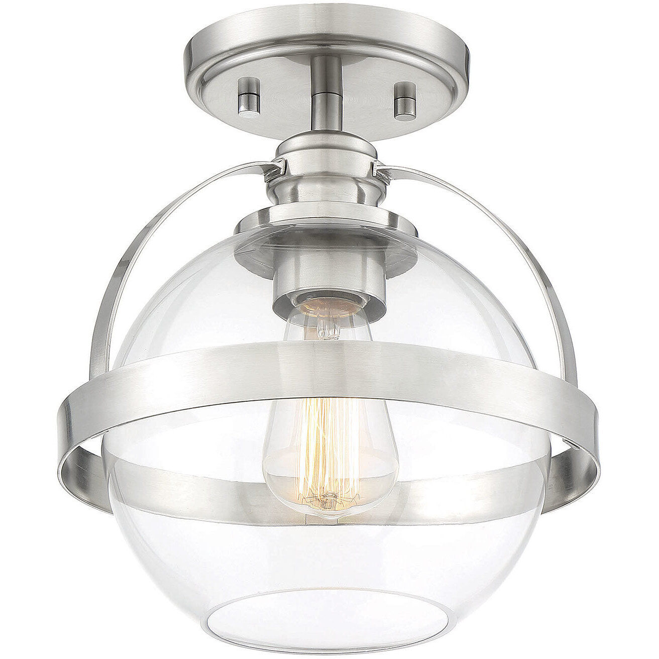 Pendleton 1 Light 9.38 inch Satin Nickel Semi-Flush Ceiling Light, Essentials
