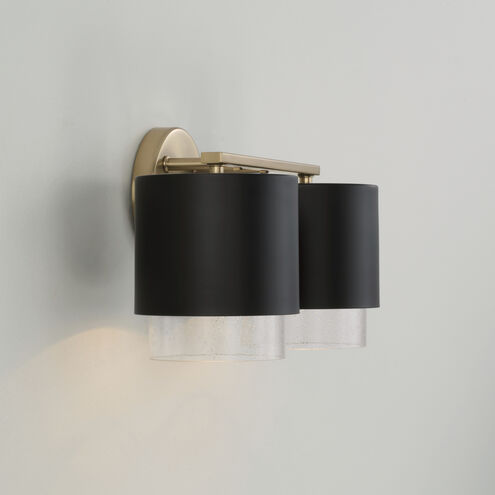 Weller 2 Light 15 inch Matte Brass and Black Vanity Light Wall Light