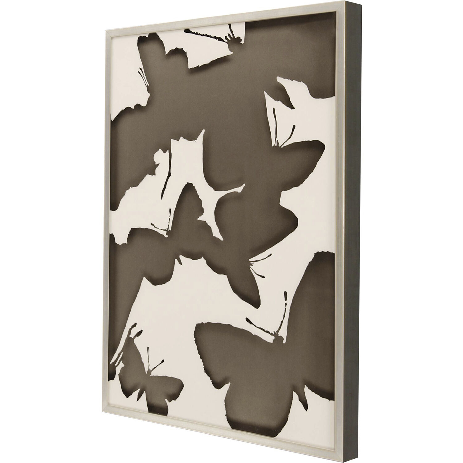 Monochrome Flutter Brown and Metallic Framed Art, The Studio